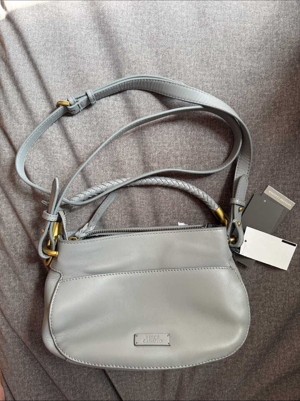 Vince Camuto NWT Dahna Faint Fog Leather Top Handle & Crossbody Satchel - Picture 6 of 16